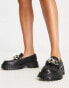 Фото #2 товара Stradivarius chunky flat loafers with chain detail in black
