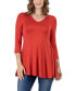 Women's Three Quarter Sleeve V-neck Tunic Top