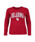 Women's Crimson Oklahoma Sooners Plus Size Arch Over Logo Scoop Neck Long Sleeve T-shirt