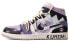 Фото #3 товара 【定制球鞋】 Jordan Air Jordan 1 Mid SE Craft 达芬奇定制 特殊鞋盒 魔紫库洛 骷髅 爱心 中帮 复古篮球鞋 男款 黑白紫 / Кроссовки Jordan Air Jordan DM9652-100