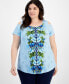 ფოტო #1 პროდუქტის Plus Size Julia Jungle Cold-Shoulder Top, Created for Macy's