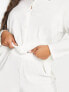 ASOS DESIGN Curve lounge plisse shirt & trouser set in white