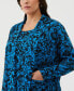 Plus Size Eco Floral Print Roll Collar Draped Long Sleeve Cardigan Sweater