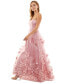 Фото #3 товара Juniors' 3D Floral Ruched Strapless Gown, Created for Macy's