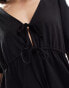 Фото #4 товара ASOS DESIGN puff sleeve with tie up bodice mini dress in black