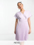 Фото #1 товара Closet London Petite wrap front pleated mini dress in lavender