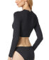 ფოტო #2 პროდუქტის Women's Cropped Long-Sleeve Swim Top