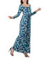 Women's Abstract Long Sleeve Pleated Maxi Dress Голубой, Small - фото #3