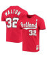 Фото #2 товара Men's Bill Walton Red Portland Trail Blazers Hardwood Classics Player Name and Number T-shirt