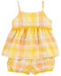 Фото #3 товара Baby 2-Piece Plaid Set with Bubble Shorts 24M