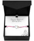 ფოტო #3 პროდუქტის Diamond Accent Double Heart Pink Cord Bracelet in Sterling Silver & 14k Rose Gold-Plate