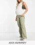 Фото #1 товара ASOS DESIGN Maternity minimal cargo trouser in khaki with contrast stitching