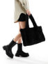 Pieces faux fur shopper bag in black