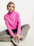 Фото #1 товара COLLUSION rib roll neck boxy top in pink