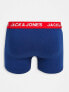 Jack & Jones 5 pack trunks with contrast waistband in black and blue