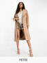 Фото #1 товара Forever New Petite formal wrap coat with tie belt in camel