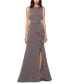 Фото #1 товара Women's Sleeveless Cascade-Front Glitter Gown