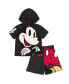 ფოტო #1 პროდუქტის Toddler Boys Mickey Mouse Lion King Cars Monsters Inc. Hooded T-Shirt and French Terry Shorts Outfit Set to