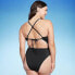 Фото #3 товара Women's Ribbed Plunge Front Cut Out One Piece Swimsuit - Shade & Shore Black