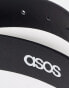 ASOS DESIGN smart faux leather belt with black buckle in black faux croc