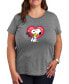 ფოტო #1 პროდუქტის Air Waves Trendy Plus Size Peanuts Snoopy & Woodstock Valentine's Day Graphic T-shirt
