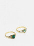 Фото #1 товара Reclaimed Vintage limited edition real gold plate antique rings with green stones