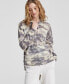 Фото #1 товара Women's Camo-Print 100% Cashmere Hooded Sweater, Created for Macy's