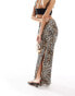 Фото #4 товара Bershka contrast trim maxi skirt in leopard print