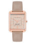 Фото #1 товара Women's Quartz Square Taupe Faux Leather Band Watch, 29mm