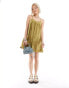 Фото #1 товара Daisy Street mini cami swing dress with boho embroidery in olive