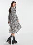 Фото #2 товара Monki long sleeve ditsy floral print midi dress in multi