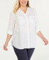 ფოტო #1 პროდუქტის Plus Size 100% Linen Roll-Tab Shirt, Created for Macy's