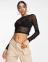 Фото #3 товара ASOS DESIGN mesh crop top with long sleeve in wave flock in black