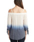 Фото #2 товара Juniors' Off-The-Shoulder Dip-Dyed 3/4-Sleeve Top