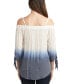 ფოტო #2 პროდუქტის Juniors' Off-The-Shoulder Dip-Dyed 3/4-Sleeve Top