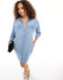 Фото #2 товара Vero Moda Curve denim shirt dress in light blue wash