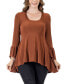 ფოტო #1 პროდუქტის Women's Long Bell Sleeve High Low Tunic Top