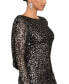 Women's Sequined Draped-Back Sheath Dress