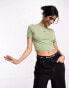 Фото #6 товара Nike mini swoosh slim crop t-shirt in oil green