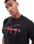 Tommy Jeans Signature Logo Crew Neck T-Shirt in Black