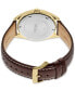 Фото #3 товара Наручные часы Jones New York Men's Brown Genuine Leather Strap Watch 44mm.