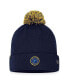 Фото #2 товара Men's Navy St. Louis Blues 2023 NHL Draft Cuffed Knit Hat with Pom