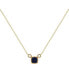 ფოტო #1 პროდუქტის Cushion Sapphire Gemstone Round Natural Diamond 14K Yellow Gold Birthstone Necklace