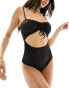 Фото #2 товара Monki twist front swimsuit in black