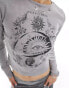 Фото #4 товара Reclaimed Vintage celestial graphic long sleeve baby tee in charcoal acid wash