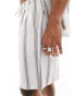 New Look striped linen blend short in white