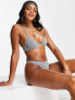 South Beach mix & match exaggerated wire bikini top in silver metallic