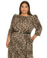 Plus Size Animal-Print Belted Midi Dress