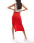 Фото #5 товара Bershka textured midi skirt in red