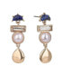 Gold Tone Linear Earrings with Stones and Pearls